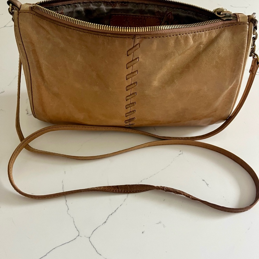 HOBO Tan Crossbody Bag with Stitch Accent